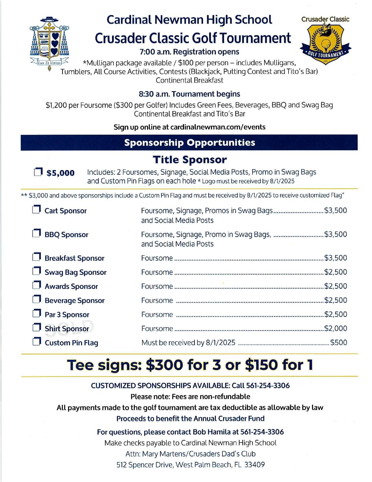 Crusader Classic Golf Tournament Sponsorship