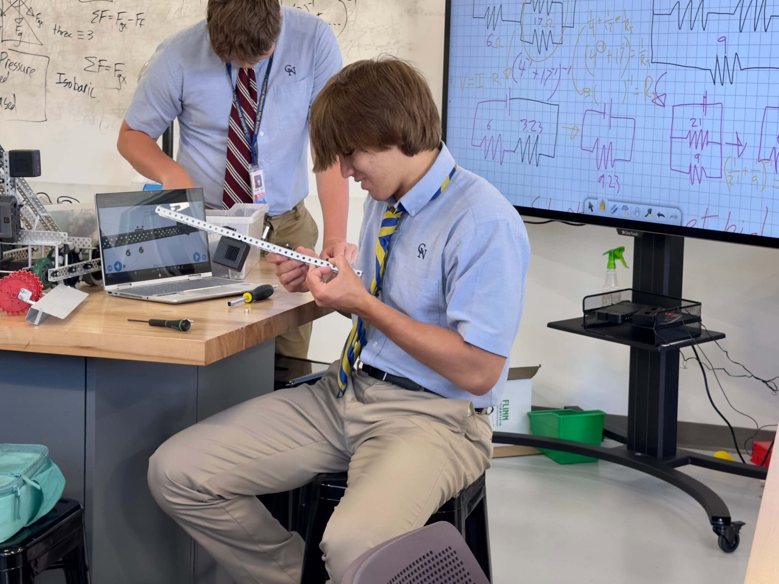 Students building robotics
