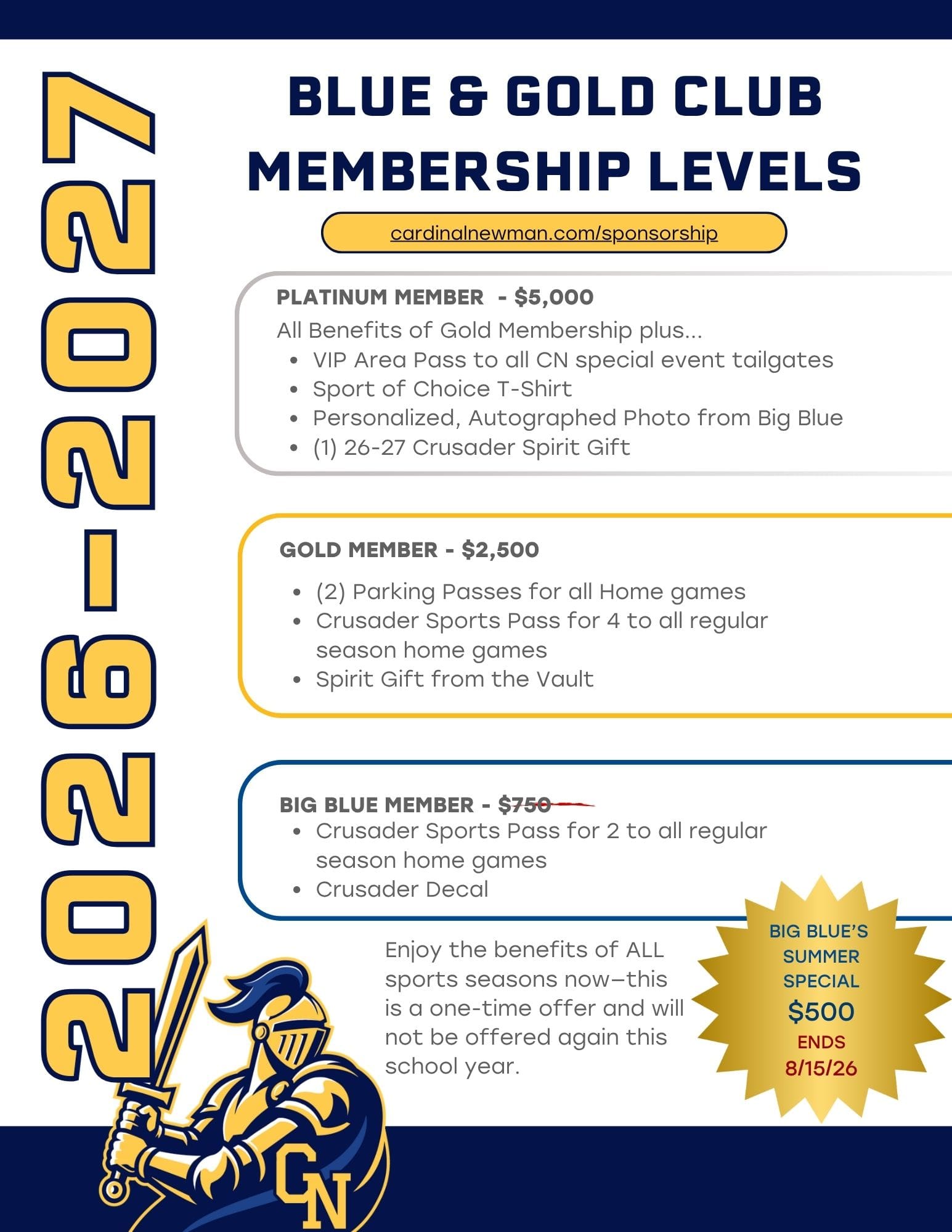 Blue & Gold Memberships